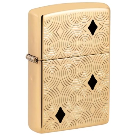 ZIPPO Messing Armor Case poliert Geometric 60006119 tiefengraviert, mit Epoxy Inlay Feuerzeug