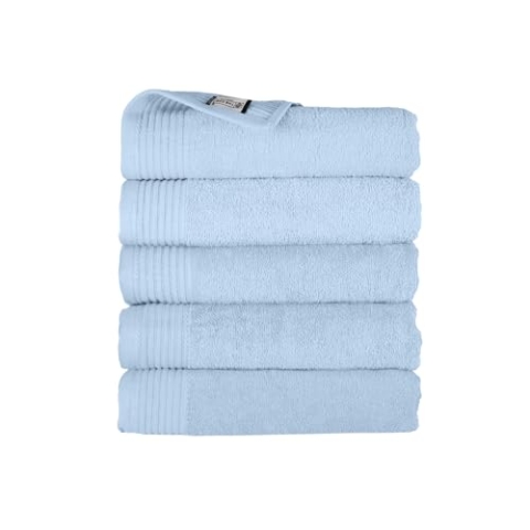 THE ONE TOWELLING Classic Handtücher - 70 x 140 cm - 5 Stück - Sparpack - Hohe Feuchtigkeitsaufnahme - 100% gekämmte Baumwolle - Hellblau