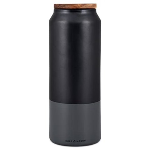 Cole & Mason H822139 Hinxton Vorratsdosen aus Keramik mit Holzdeckel, Schwarz/Grau/Braun, 292mm x 110mm, Aufbewahrungsbox / Küche Behälter / Frischhaltedosen, 2 Jahre Garantie