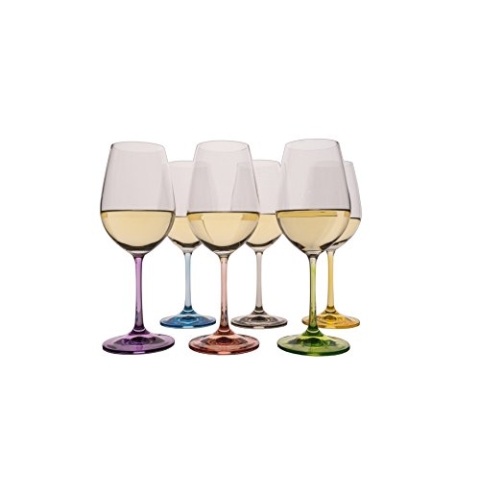 Bohemia Weingläser Kristallglas Rainbow 350 ml 6er Set (Weißweingläser 6 x 350 ml)
