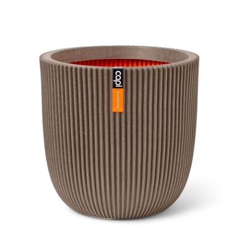 Capi Europe - Blumentopf Kugel Groove NL - 43x41 - Warm Taupe - Öffnung Ø35 - Blumentopf für den Innen- und Außeneinsatz - Bruchsicher - 100% recycelbar - KGVWT933