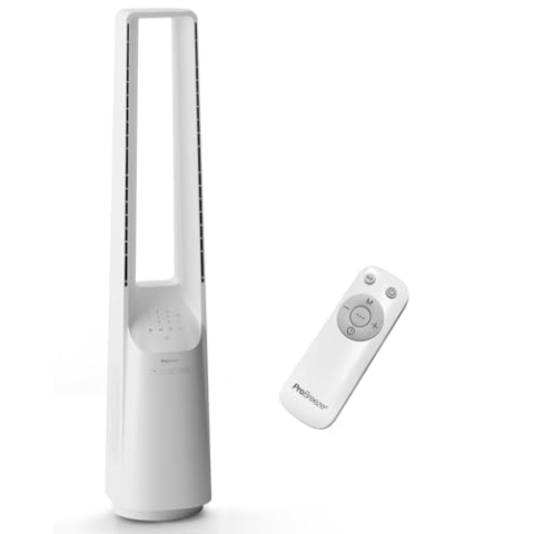 Pro Breeze 101cm rotorloser Ventilator - Ventilator oszillierend mit Fernbedienung, LED Display, 6 Geschwindigkeiten - Turmventilator sehr leise, 5 Betriebsmodi, Auto 60° Oszillation, 7h Timer