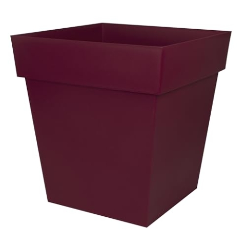 EDA - Blumentopf, quadratisch, Toskana, 50 cm, Volumen 87 l, 49,5 x 49,5 x 52,5 cm, Burgunderrot