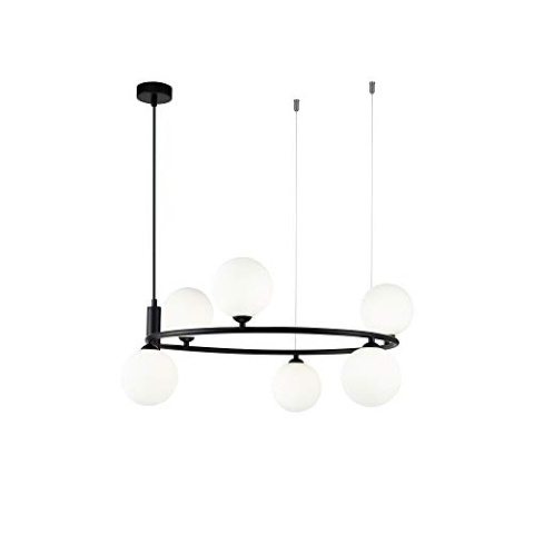 Extravagante moderne Hängeleuchte, ungewöhnliche Form des Schirms, Gestell aus schwarzem Metall, für Wohnzimmer, Esszimmer, Küche, Café, Restaurant, 6-flammig exkl. 6 x G9 25W 230V IP20