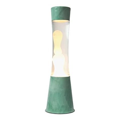 FISURA - Lavalampe Jade. jadegrüner Sockel, transparente Flüssigkeit und weiße Lava. Lavalampe mit Ersatzbirne. Maße: 11 x 11 x 39,5 Zentimeter