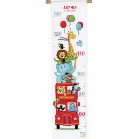 VERVACO Gezählter Kreuzstich Stickpackungen Höhendiagramm Kinder Fröhlicher Ausflug Wanddekoration Handarbeit Set für Erwachsene Kreatives Handwerk ca. 18 x 70 cm Kreuzstichbilder Set Hausdeko