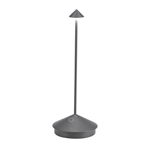 Zafferano, Pina Pro Lampe, Wiederaufladbare und Kabellose Tischlampe mit Touch Control, Geeignet für den Innen- und Außenbereich, Dimmer, 2700 K, Höhe 29 cm, Dunkelgrau