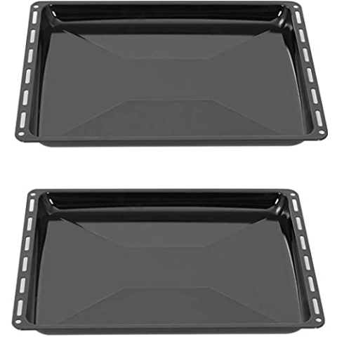 ICQN Backblech 445 x 375 x 25 mm Set, 2x Emailliert Fettpfanne, Passend für Whirlpool, Ignis, Bauknecht, Indesit, Algor, Neckermann, Lloyds, Rostfrei