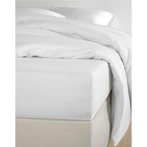 De Witte Lietaer Olivia Hochwertiges Satin-Spannbetttuch aus Baumwolle, Blanc/Weiß, 180x200 cm h30 cm