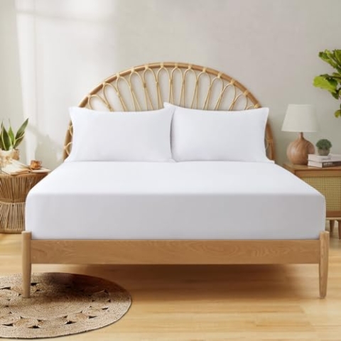 BambusChef® Premium Bambus Spannbettlaken - Pure White - 80x200x35 cm - für Einzelbett - 100% Bio-Bambus - Antibakteriell - Hypoallergen - Seidenweich - Thermoregulierend