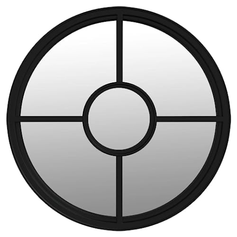 vidaXL Spiegel Wandspiegel Dekospiegel Hängespiegel Flurspiegel Fensterspiegel Wohnzimmer Deko Schwarz 40x4cm Eisen Rund für Innenbereich