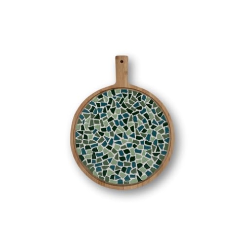 Little Creations mosaik Servierbrett Rund | DIY Bastelset Erwachsene | Gestalte deine eigene Servierplatte | 39 cm lang en 30 cm breit | Vielseitige Anwendungsmöglichkeiten (Grün)