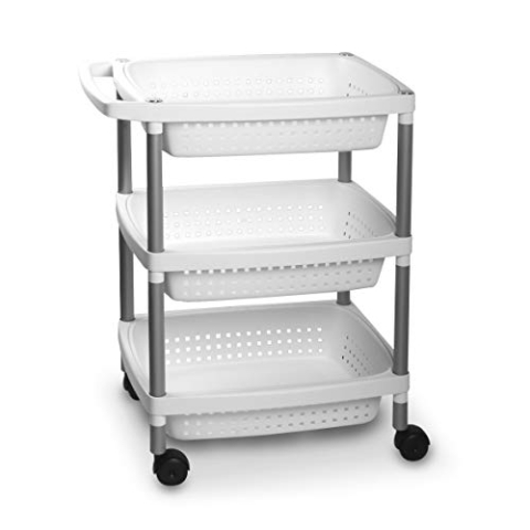 TATAY 7738201 - 4-stufiger Gemüsewagen, Kunststoff, Weiß, 33 x 43 x 10,3 cm, One Size