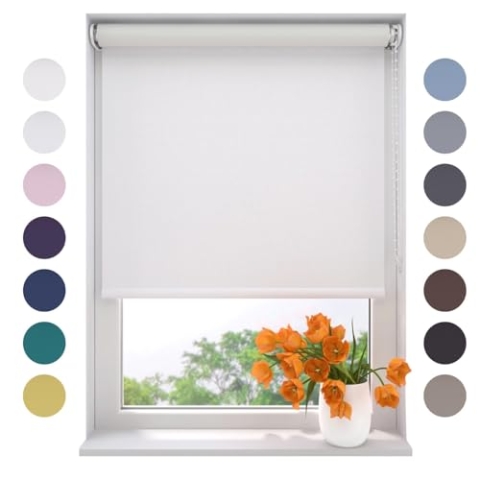 Radeco® Verdunkelungsrollo 105 x 275 cm schneeweiß, Größen von 40 bis 240 Breite, ohne Bohren möglich, Rollo wandmontage, Rollo 105 cm breit, Fenster rollos für innen, rollos für Fenster