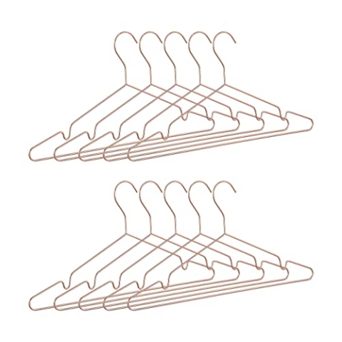 40 x Kleiderbügel roségold, dünn, elegante Drahtbügel für Tops, glänzende Bügel, platzsparende Metallbügel, Kupfer