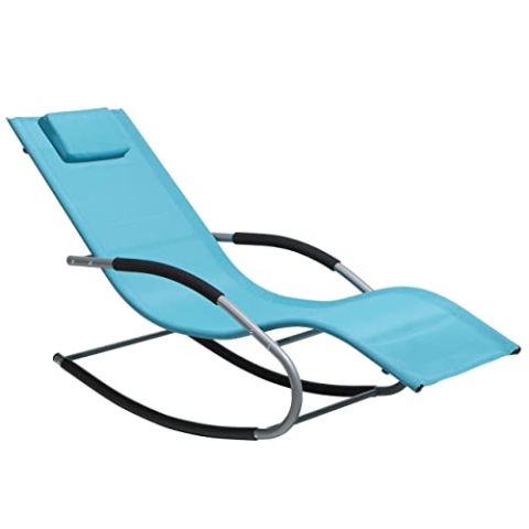 Beliani Gartenliege Schaukelliege Liegestuhl Sonnenliege Polyester blau türkis Carano
