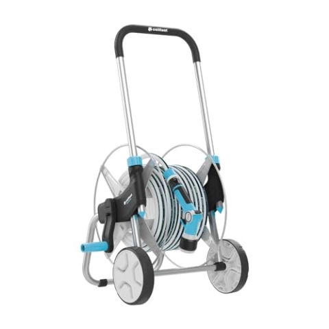 Cellfast Explorer Gartenschlauchwagen Set, Metallschlauchwagen, Gartenschlauch MULTIFLEX ATSV™ 3/4"" 20 m, Multifunktionale Pistolenbrause, 2X Schnellverbindungsstück, Anschlussgarnitur, 55-064