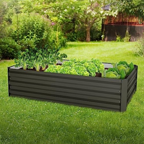 ML-Design Hochbeet aus Metall für Garten, 120x60x30 cm, 200 Liter, Anthrazit, wetterfest, rostfrei, Outdoor, Pflanzbeet Pflanzkasten Blumenkasten Gartenbeet Blumenbeet Gemüsebeet Frühbeet Kräuterbeet