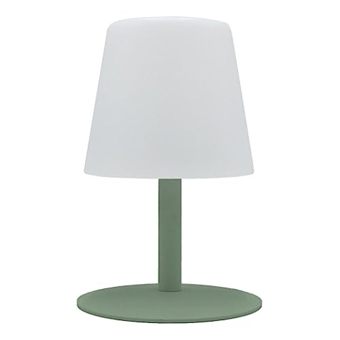 Lumisky STANDY MINI Olive LED-Tischleuchte, kabellos, Fuß aus olivgrünem Stahl, warmweiß/weiß, dimmbar, Höhe 25 cm