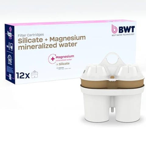 BWT Filterkartuschen SILIZIUM & MAGNESIUM | Filterkartusche für Wasserfilter | Wasserfilterkartuschen | Filtert Trinkwasser | Filtert Schwermetalle wie Blei und Kupfer | 12 Stück im Set