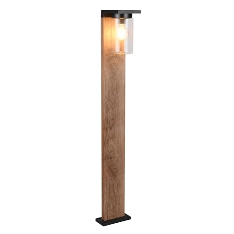 Trio Leuchten Außen Wegeleuchte Ardila 411660135, Aluminium Druckguss Holznachbildung, Glas klar, exkl. 1x E27, Dämmerungssensor