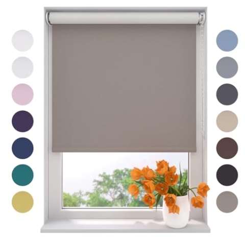 Radeco® Verdunkelungsrollo 90 x 275 cm Zement, Größen von 40 bis 240 Breite, ohne Bohren möglich, Rollo wandmontage, Rollo 90 cm breit, Fenster rollos für innen, rollos für Fenster