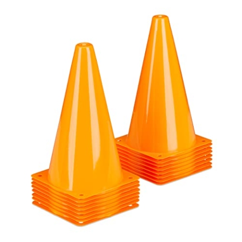 Relaxdays 96 x Pylonen, Fußball, Hundetraining, Pferdesport, Markierungskegel 23 cm, Verkehrshütchen Kinder, Leitkegel, orange