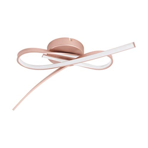 EGLO LED Deckenleuchte Palozza, 2 flammige Deckenlampe, Wohnzimmerlampe, Küchenlampe aus Aluminium und Kunststoff, Flurlampe Decke in Roségold, Weiß