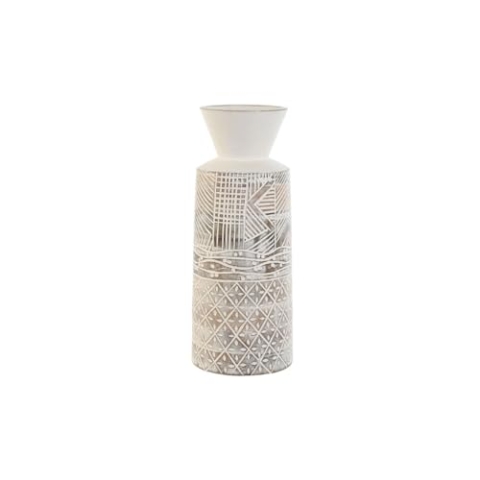 Home ESPRIT Vase, Weiß, Natur, Mangoholz, Kolonial, 15 x 15 x 22,5 cm