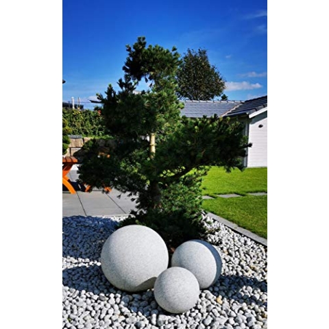 Trango 3er Set 202540GB in 20/25/40cm Durchmesser IP65 LED Gartenkugel inkl. je 1x 4 Watt E27 LED Leuchtmittel & ca. 5 Meter IP44 Kabel in Granitstein-Optik *NATURE* Kugelleuchte, Gartenleuchte