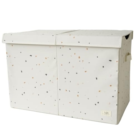 3 Sprouts Spielzeugkiste mit Deckel – Aufbewahrungsbox für Kinderzimmer, Spielzeugtruhe und Spielzeugbox für Kinder - Terrazzo Creme