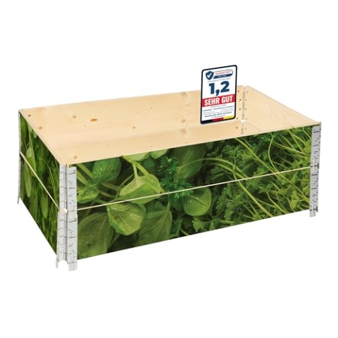 Garronda Holzaufsatzrahmen mit Print – Hochbeete für Pflanzen Blumen Kräuter Obst und Gemüse Aufbewahrungskiste aus Holz mit dekorativem Druck GD-0075 (120x80x20 cm, Pflanzenblätter, 2St)