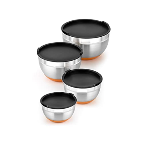 BRA Efficient | Set mit 4 Edelstahlschüsseln (12|16|20|24 cm), 0,4l