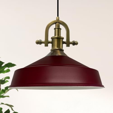 bamyum Asletl-Marine Hängelampe Industrial Vintage Ø40 cm, Küchenlampe Hängend Vintage, Pendelleuchte Esstisch Vintage, Hängelampe Esstisch, Wohnzimmerlampe, Pendelleuchte Bordeaux Metall, Küchenlampe
