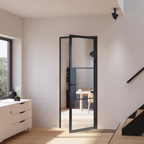 inova Glastür Komplettset 930x2315mm DIN rechts Türschloss Drehtür mit Beschlag und Zarge