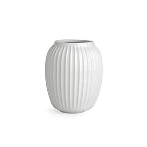 Kähler Vase H21 cm Hammershøi dänisches Design für Blumen Handarbeit, Weiss