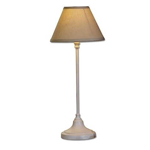 LOBERON® Tischlampe Swindon, Baumwolle, Eisen, H/Ø ca. 48/20 cm, beige/antikweiß