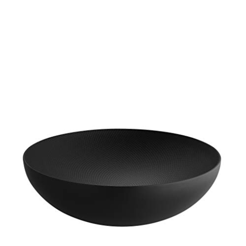 Alessi Double DUL02/25BT - Design Doppelwandige Schale aus Stahl, Epoxidharzlackiert, Schwarz Mit Reliefdekor