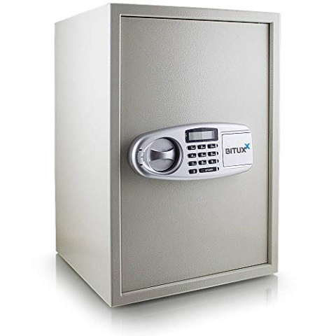 BITUXX® Elektronischer Safe Tresor Wandtresor Wandsafe Geldschrank Möbeltresor Stahlschrank Geldsafe Geldtresor Panzerschrank Dokumententresor Lichtgrau