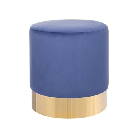 Beliani Runder Polster Pouf aus Samt blau Ottomane Sitzpouf Modern Barock Sophia