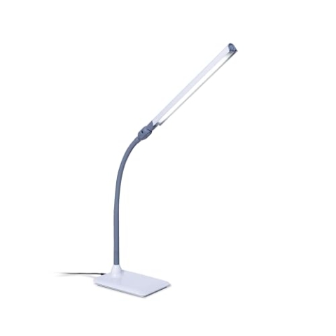daylight UnoPro Table - New, 6,000K LEDs, 1,150 Lux, 4 Brightness Levels, Anti-Glare Shade, Flexible Arm, Pivoting Head Joint - Ideal for Sewing, Reading, Crafts - White