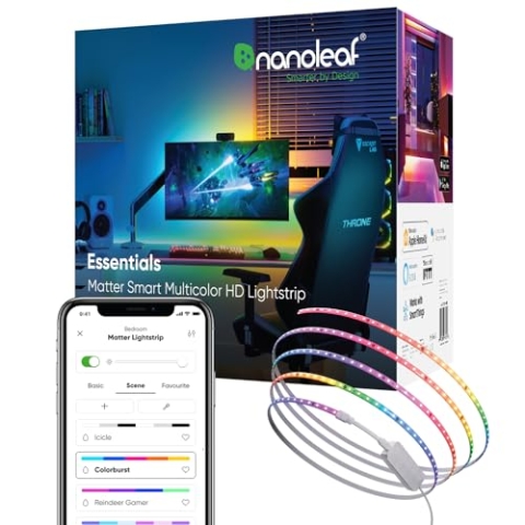 Nanoleaf Matter Essentials HD Lightstrip, 5M Adressierbar RGB IC LED Strip - Smart, Matter über WLAN, Bluetooth, 16 Mio. Farben LED Streifen, Funktioniert mit Alexa Google Apple, Deko und Gaming