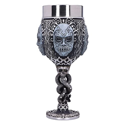 Nemesis Now Death Eater Collectable Goblet Harry Potter Todesfresser Maske Voldemort Sammlerstück Kelch, Kunstharz, Schwarz/Silberfarben, 19,5 cm