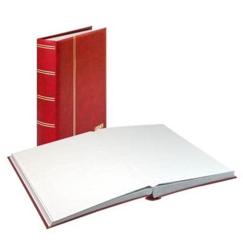 LINDNER Das Original Einsteckbuch ELEGANT, rot, wattiert, 60 weiße Seiten, durchgehende Pergamin-Streifen, 230 x 305 mm