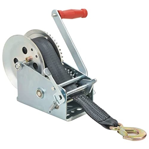 vidaXL Handwinde mit Gurt Gurtwinde Bootswinde Trailer Seilwinde Handseilwinde Manuelle Winde Anhänger 1587 kg 8m Länge 46mm Gurtbreite 103mm Haken