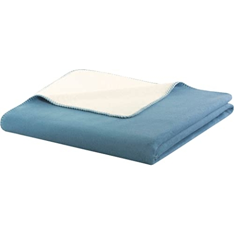 biederlack Wohndecke Doubleface Baumwollmischung Blue heav.-Ecru Größe 150x200 cm