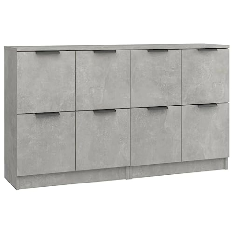 vidaXL 2X Sideboard Kommode Anrichte Schrank Beistellschrank Mehrzweckschrank Standschrank mit Türen Betongrau 60x30x70cm Holzwerkstoff