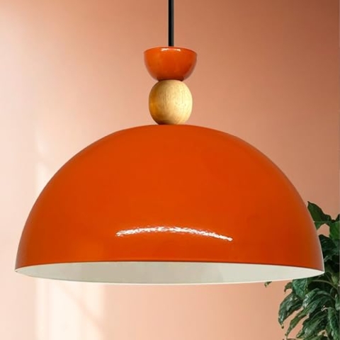 bamyum Yimpi Küchenlampe Hängend Vintage Ø30 cm, Lampenschirm Hängelampe Esstisch Wohnzimmer, Küchenlampe Hängend Orange, Hängelampe Küche, Pendelleuchte Wohnzimmer, Pendelleuchte Vintage Industrial