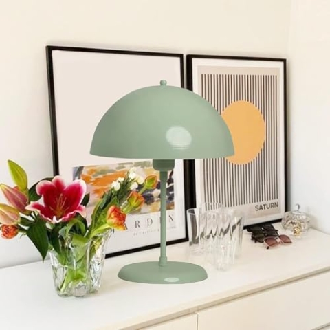 bamyum lipeo pilz lampe Minzgrün, Tischleuchte Pilz mit Kabel Minzgrün, Pilz Lampe Metall Ø26 cm, Retro Tischleuchte, Nachttischlampe, Tischlampe Minzgrün Retro, Table Lamp, Pilzlampen
