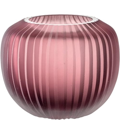 Leonardo Bellagio Kugelvase - Farbige Vase aus hochwertigem Glas mit Relief außen - Handarbeit - Höhe 10 cm, Durchmesser 11 cm - Berry, 036445